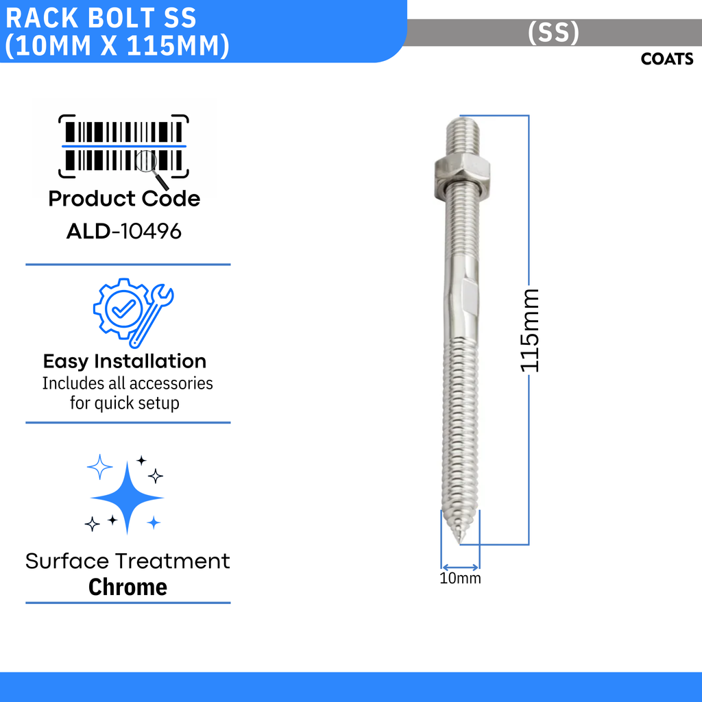 Rack Bolt SS (10mm X 115mm) - by Coats®