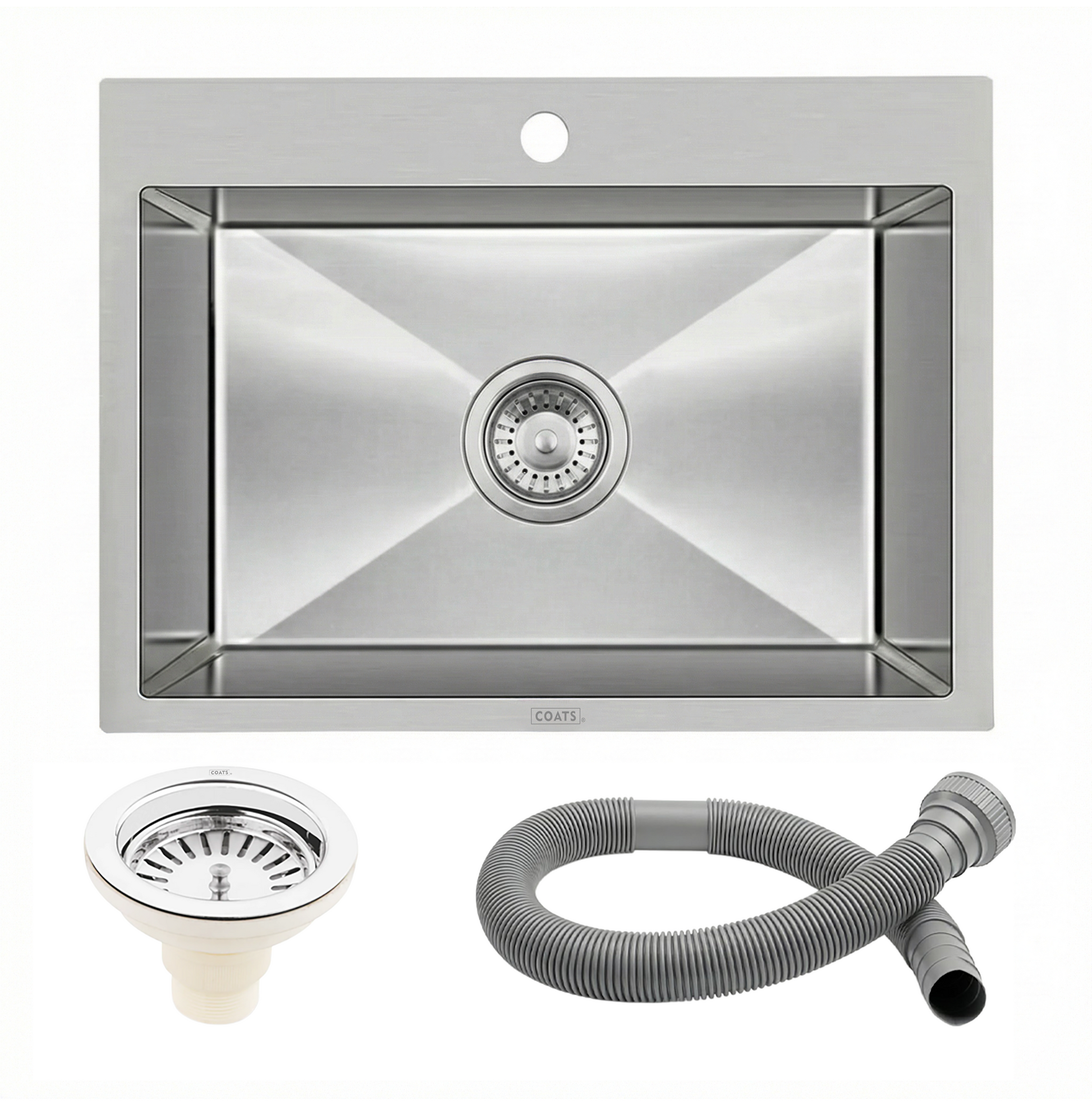 Handmade Single Bowl Kitchen Sink (24 x 18 x 9 Inches)