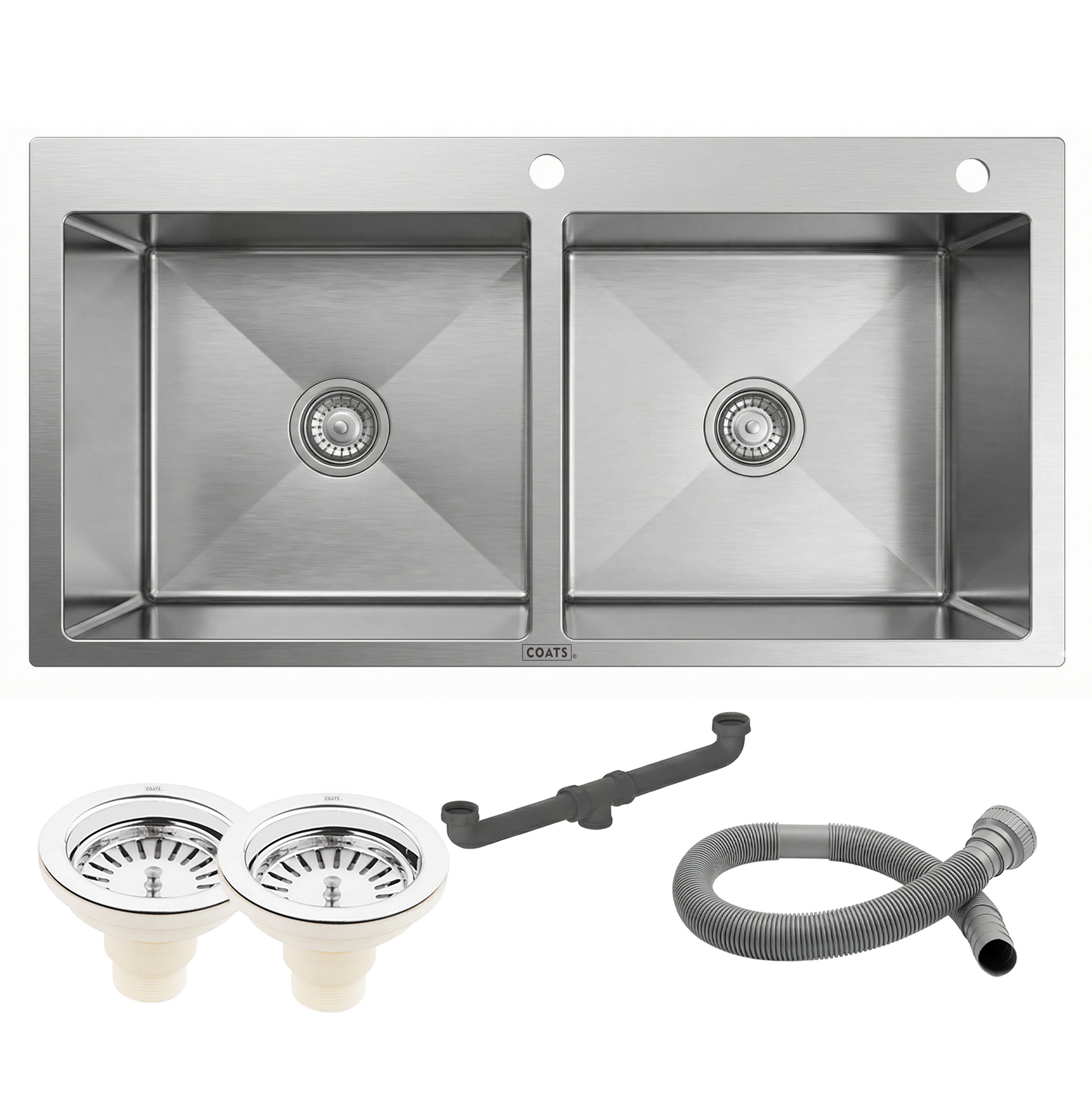 Handmade Double Bowl Kitchen Sink (37 x 18 x 9 Inches)