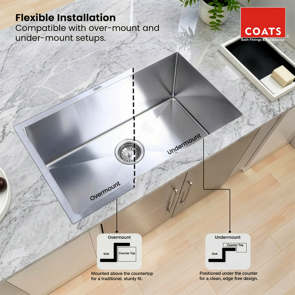 Handmade Single Bowl Kitchen Sink (24 x 18 x 9 Inches)